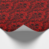 Red & Black Floral Swirl Damask Cadeaupapier (Hoek)