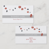 Red Black Flowers Elegant Visitekaartje (Voorkant / Achterkant)