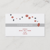 Red Black Flowers Elegant Visitekaartje (Achterkant)