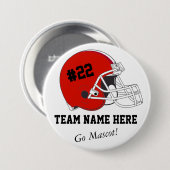 Red Black Football Helmet・Aangepast Ronde Button 7,6 Cm (Voorkant /achterkant)