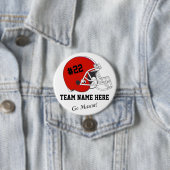 Red Black Football Helmet・Aangepast Ronde Button 7,6 Cm (In situ)