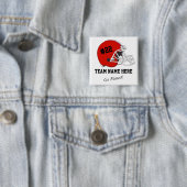 Red Black Football Helmet・Aangepast Vierkante Button 5,1 Cm (In situ)