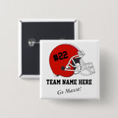 Red Black Football Helmet・Aangepast Vierkante Button 5,1 Cm (Voorkant /achterkant)