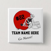 Red Black Football Helmet・Aangepast Vierkante Button 5,1 Cm (Voorkant)