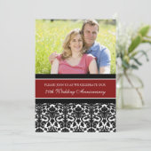 Red Black Foto 20th Jubileum Party Invitation Kaart (Staand voorkant)