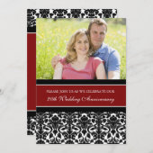 Red Black Foto 20th Jubileum Party Invitation Kaart (Voorkant / Achterkant)