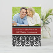 Red Black Foto 25th Jubileum Party Invitation Kaart (Staand voorkant)