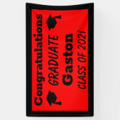 Red Black Gefeliciteerd Afstuderen Afstuderen Spandoek (Verticaal)