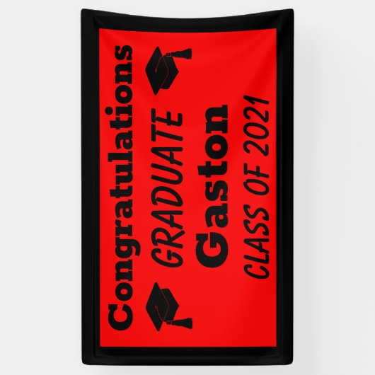 Red Black Gefeliciteerd Afstuderen Afstuderen Spandoek (Verticaal)