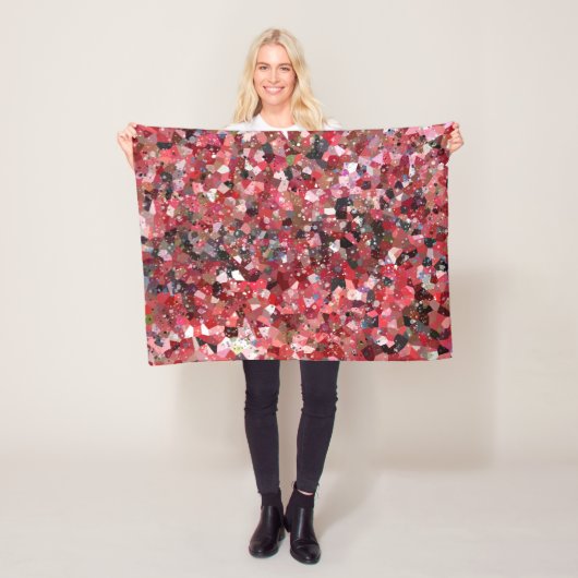 Red Black Geo Splatter Abstract Fleece Blanket Deken (In situ)