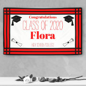 Red Black Geometric Graduation Party Spandoek