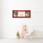 Red Black Geometric Two Photos Afstuderen Spandoek (Insitu)