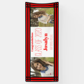 Red Black Geometric Two Photos Afstuderen Spandoek (Verticaal)