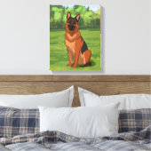 Red & Black German Shepherd GSD Canvas Afdruk (Insitu (Slaapkamer))