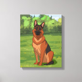 Red & Black German Shepherd GSD Canvas Afdruk (Voorkant)