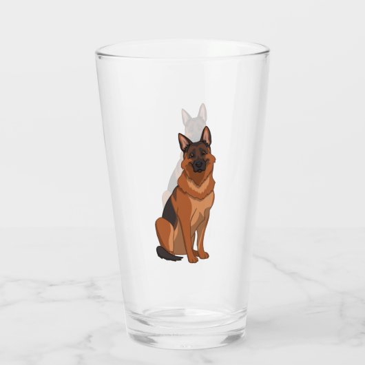 Red & Black German Shepherd GSD Glas (Achterkant)