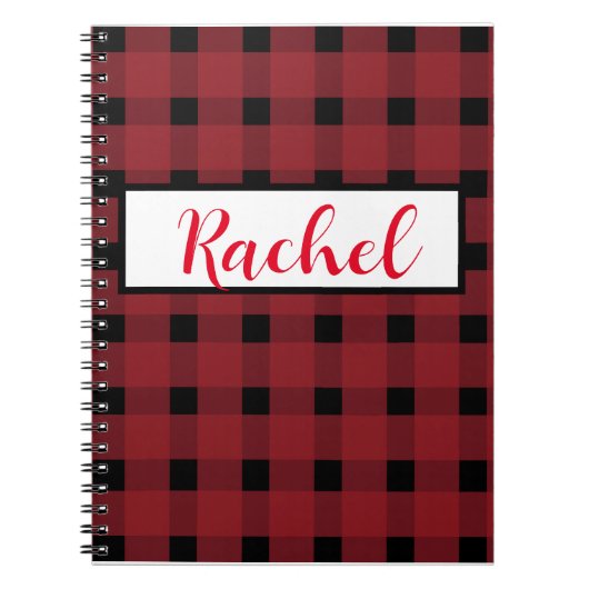 Red Black Gingham Persoonlijk Notitieboek (Voorkant)