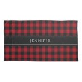 Red & Black Gingham Pset Farmhouse Pattern Pillow Kussensloop (Achterkant)