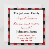 Red Black Gingham Tablecloth BBQ Kaart (Achterkant)