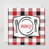 Red Black Gingham Tablecloth BBQ Kaart (Voorkant)