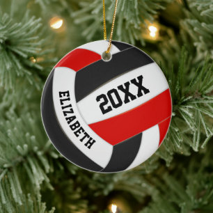 red black girls boys team volleybal keramisch ornament
