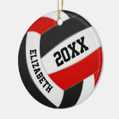 red black girls boys team volleybal keramisch ornament (Links)