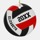 red black girls boys team volleybal keramisch ornament (Achterkant)