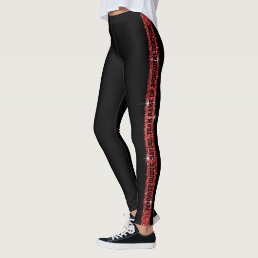 Red Black Glitter Stripe persoonlijk Leggings (Links)