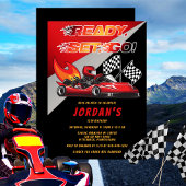 Red | Black Go Kart Racing Uitnodiging voor verjaa