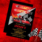 Red | Black Go Kart Racing Uitnodiging voor verjaa
