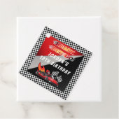 Red | Black Go Kart Racing Verjaardag Bedankjes Labels (In situ)