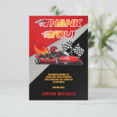 Red | Black Go Kart Racing Verjaardag Bedankkaart (Staand voorkant)