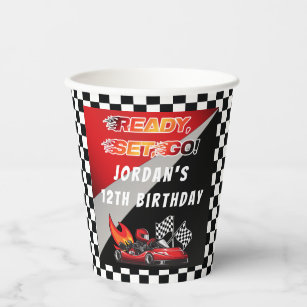 Red   Black Go Kart Racing Verjaardag Papieren Bekers