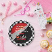 Red | Black Go Kart Racing Verjaardag Papieren Bordje (Feest)