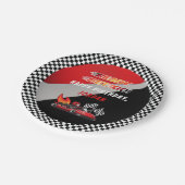 Red | Black Go Kart Racing Verjaardag Papieren Bordje (Gekanteld)