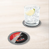 Red | Black Go Kart Racing Verjaardag Ronde Kartonnen Onderzetter (Insitu)