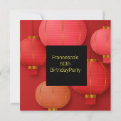 Red Black Gold 60th Birthday Party Kaart (Achterkant)