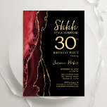 Red Black Gold Agate Surprise 30e verjaardag Kaart<br><div class="desc">Rode,  zwarte en gouden agaat verrassing 30e verjaardag uitnodiging. Elegant modern design met waterverf agaat marmeren geode achtergrond,  faux glitter goud en typografie script lettertype. Trendy uitnodigingskaart perfect voor een stijlvol vrouwenfeest. Gedrukte Zazzle-uitnodigingen of direct downloadbare digitale afdrukbare sjabloon.</div>
