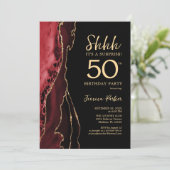 Red Black Gold Agate Surprise 50ste verjaardag Kaart (Staand voorkant)