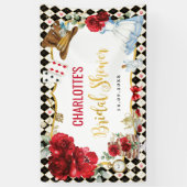 Red Black Gold Alice in het Wonderland Vrijgezelle Spandoek (Verticaal)