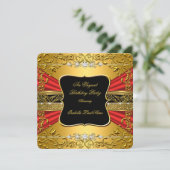 Red Black Gold  Birthday Kaart (Staand voorkant)