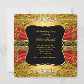 Red Black Gold  Birthday Kaart (Achterkant)