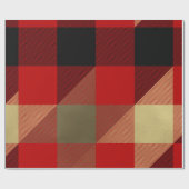 Red Black Gold Buffalo Pset Rustic Holiday Cadeaupapier (Vlak)
