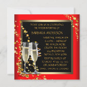 Red Black Gold Champagne 50ste verjaardagsfeest Kaart (Achterkant)