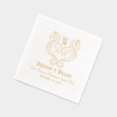 Red Black Gold Dragon Monogram Fantasy Wedding Folie Servetten (Links)