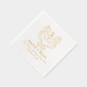 Red Black Gold Dragon Monogram Fantasy Wedding Folie Servetten (Rechts)