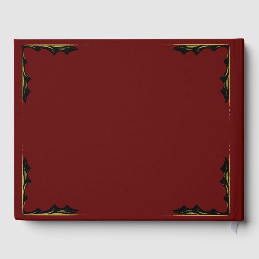 Red Black Gold Dragon Monogram Fantasy Wedding Gastenboek (Achterkant)