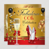 Red Black Gold Fabulous-feest Kaart (Voorkant / Achterkant)