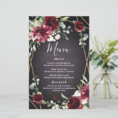 Red Black Gold Floral Elegant Wedding Menu Kaarten (Staand voorkant)