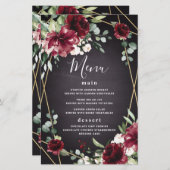 Red Black Gold Floral Elegant Wedding Menu Kaarten (Voorkant / Achterkant)